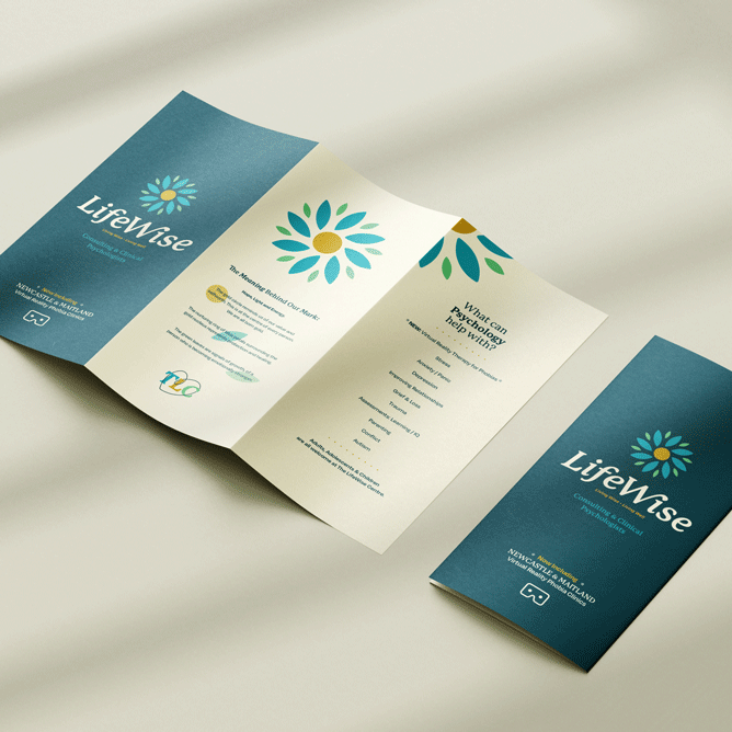 Graphic design branding package for The Lifewise Centre, NSW AUSTRALIA | Brochure design